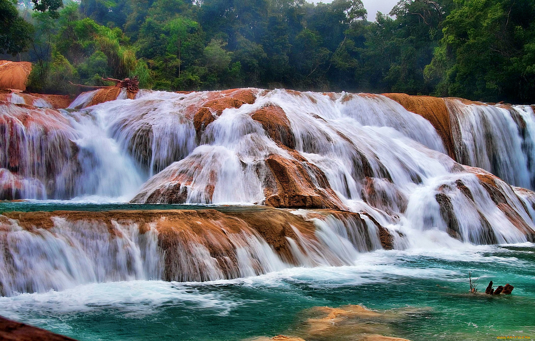 cascadas, de, agua, azul, chiapas, , , , , , 